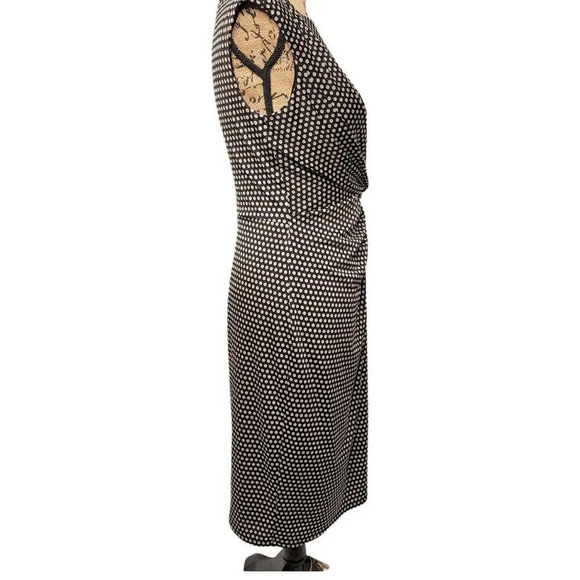 Evan Picone Black Label Women's Polka Dot Twist Bodycon Midi Dress Size 6 Black - Picture 2 of 13